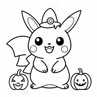 Strona Do Kolorowania Z Uroczym Pikachu Na Halloween Z Dynia 81415-23137