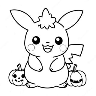 Strona Do Kolorowania Z Uroczym Pikachu Na Halloween Z Dynia 81415-23138