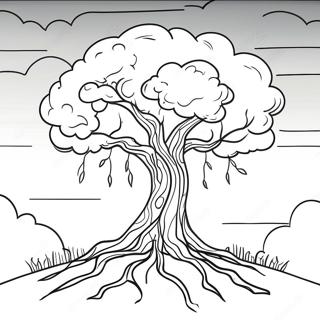 Samotne Drzewo W Burzowym Niebie Kolorowanka 83370 24693