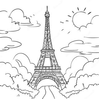 Kolorowanka Wiezy Eiffla O Zachodzie Slonca 83779 25012