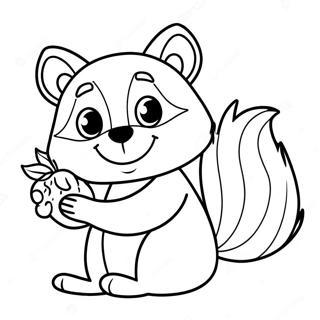 Kolorowanka Z Szopem Trzymajacym Jagode 84266 25400