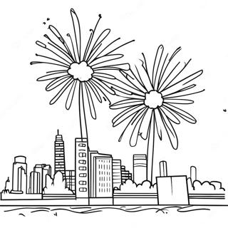 Kolorowanka Z Fajerwerkami Nad Miastem 85161-26180