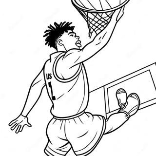Kolorowanka Z Ja Morant Dunkujacym W Koszykowke 85210-26212