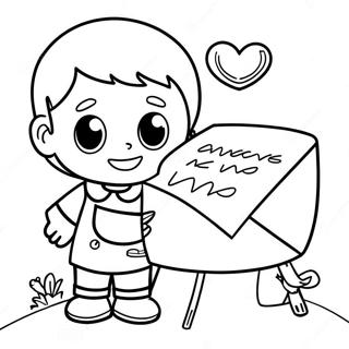 Kolorowanka Z Zabawny Chlopcem Wysylajacym List Milosny 88805 29188