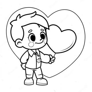 Radosny Chlopiec Trzymajacy Ogromne Serce Kolorowanka 88807 29193
