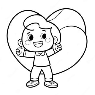 Radosny Chlopiec Trzymajacy Ogromne Serce Kolorowanka 88807 29195
