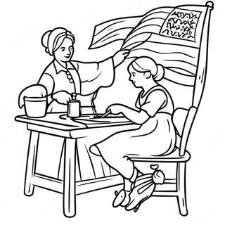 Kolorowanka Betsy Ross Szyjacej Flage 90715-30672