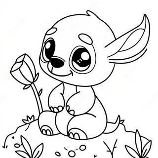 Uroczy Stitch Z Kwiatami Kolorowanka 92376-32025