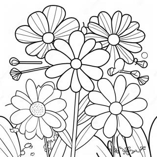 Kolorowa Lipcowa Kolorowanka Z Kwiatami W Ogrodzie 93845-33177