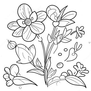 Kolorowa Lipcowa Kolorowanka Z Kwiatami W Ogrodzie 93845-33179