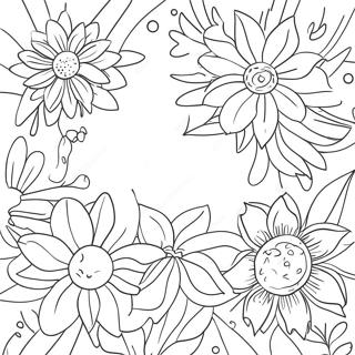 Kolorowa Lipcowa Kolorowanka Z Kwiatami W Ogrodzie 93845-33180