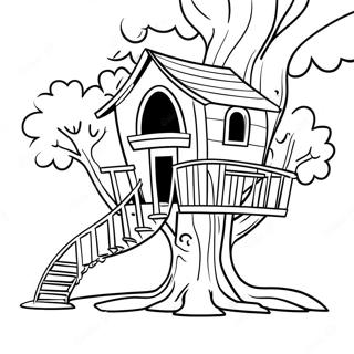 Kolorowy Domek Na Drzewie Ze Zjezdzalnia Kolorowanka 96053 35125