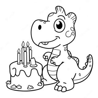 Kolorowanka Smieszny Dinozaur Zdmuchujacy Swieczki 96803 35712