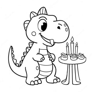 Kolorowanka Smieszny Dinozaur Zdmuchujacy Swieczki 96803 35877