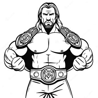 Kolorowanka Epicki Triple H Trzymajacy Dwa Pasy 97701-36569