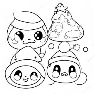 Urocze Postacie Anime W Swiatecznych Czapkach Kolorowanka 97828 36800