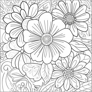 Kolorowe Kwiaty W Rozkwicie Strona Do Kolorowania 99291-37937
