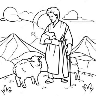 Kolorowanka Z Pasterzem I Owcami Psalm 23 99935-38633