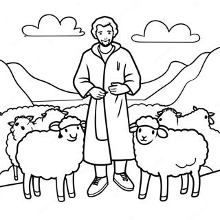 Kolorowanka Z Pasterzem I Owcami Psalm 23 99935-38634