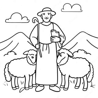 Kolorowanka Z Pasterzem I Owcami Psalm 23 99935-38635