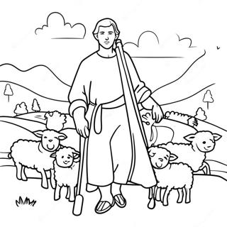 Kolorowanka Z Pasterzem I Owcami Psalm 23 99935-38636